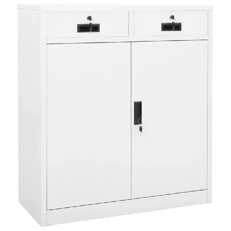 Helloshop26 - Armoire de bureau rangement durable avec 2 étagères réglables 90 x 40 x 102 cm en acier blanc 02_0046907 - blanc acier 3000234492029_0