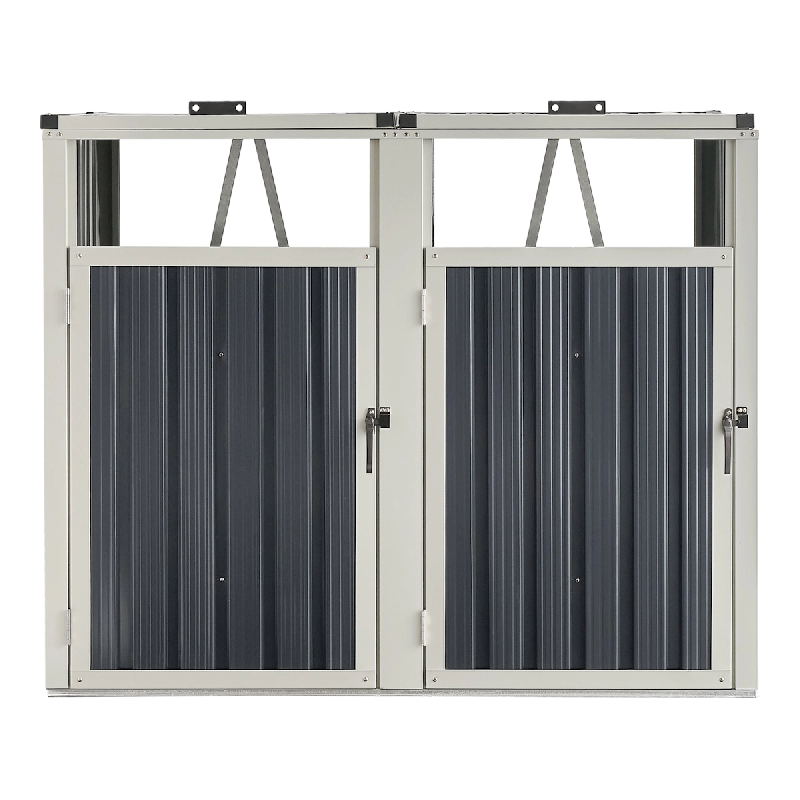 Helloshop26 - Cache poubelle 2 places avec portes à poignée 121 x 146 x 82 cm gris anthracite 03_0006694 - 3001837847766_0