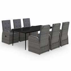 Helloshop26 - Ensemble de salle à manger de jardin meuble extérieur avec coussins 7 pièces gris 02_0014171 - 3000131271536_0