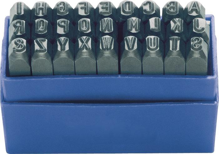 Jeu de lettres à frapper 329 - 27 pièces lettres majuscules A-Z - H. Police écriture 2 mm - boîte plastique - KUKKO_0