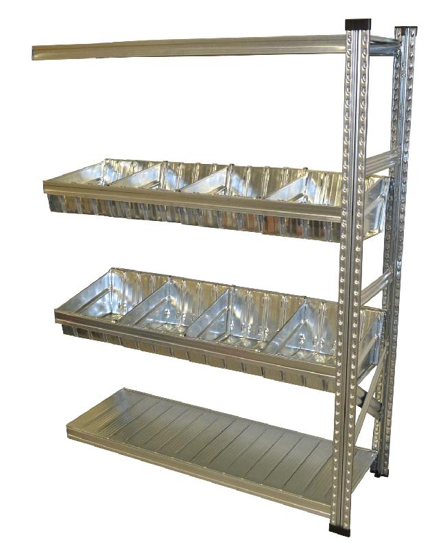 Kit suivant rayonnage Galvastar - 2 bacs modulaires - L.1200 x P.400 mm - résistant à la corrosion_0