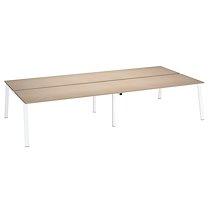 Pôle de 4 bureaux droits chêne clair L 180 x P 80 cm, piétement métal blanc - Arch_0