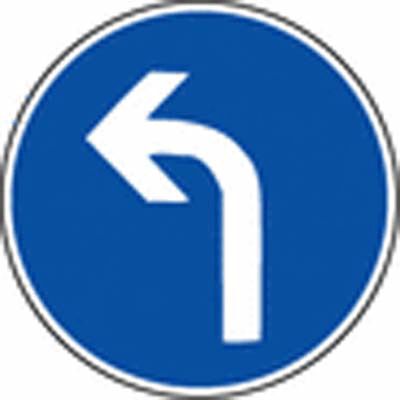 Panneau de signalisation routière - Obligation de tourner à gauche - Fabrication sur-mesure et française - PVC ou aluminium_0