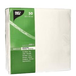 Papstar 50 Serviettes, 2 plis pliage 1/4 33 cm x 33 cm blanc - blanc papier 86913_0