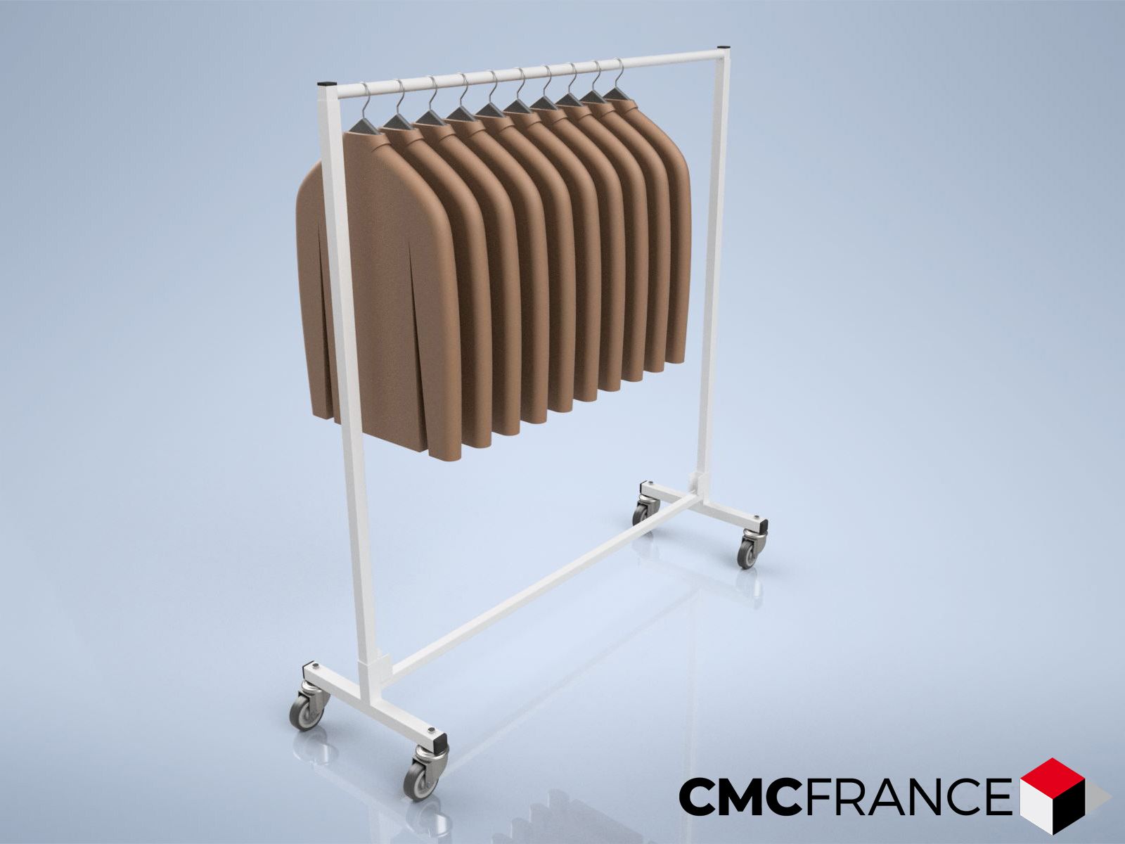 Portant à roulettes emboîtable - barre démontable - 1610 mm x 520 mm - robuste et fonctionnel_0