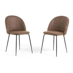 RATTATAN Lot de 2 chaises d’intérieur en similicuir, pieds en métal, design élégant pour cuisine, salle à manger, bar et restaurant – Sara â€_0