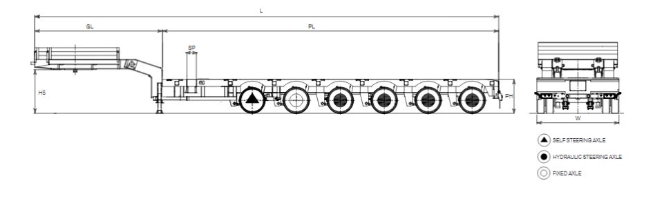 Remorque porte-engins / ptac 106t / 6 essieux / plateau extensible / 29.54 x 2.54 m_1