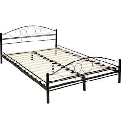 Tectake Lit design romantique avec sommier 200 x 140 cm noir/noir - 404515 - noir acier 404515_0