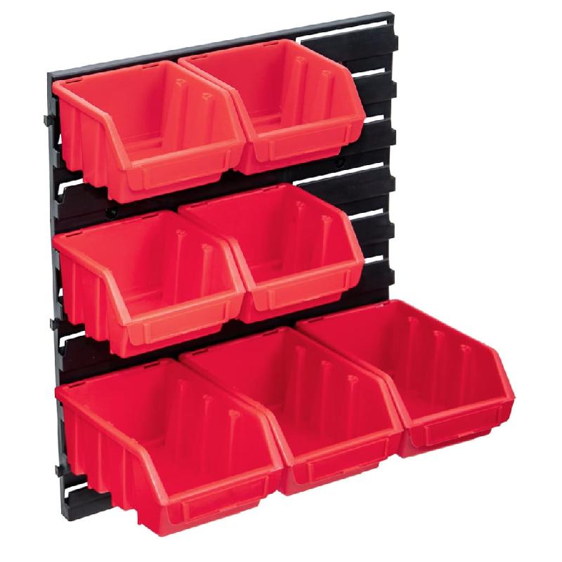 Vidaxl kit de bacs de stockage avec panneau mural 8 pcs rouge et noir 150817_0