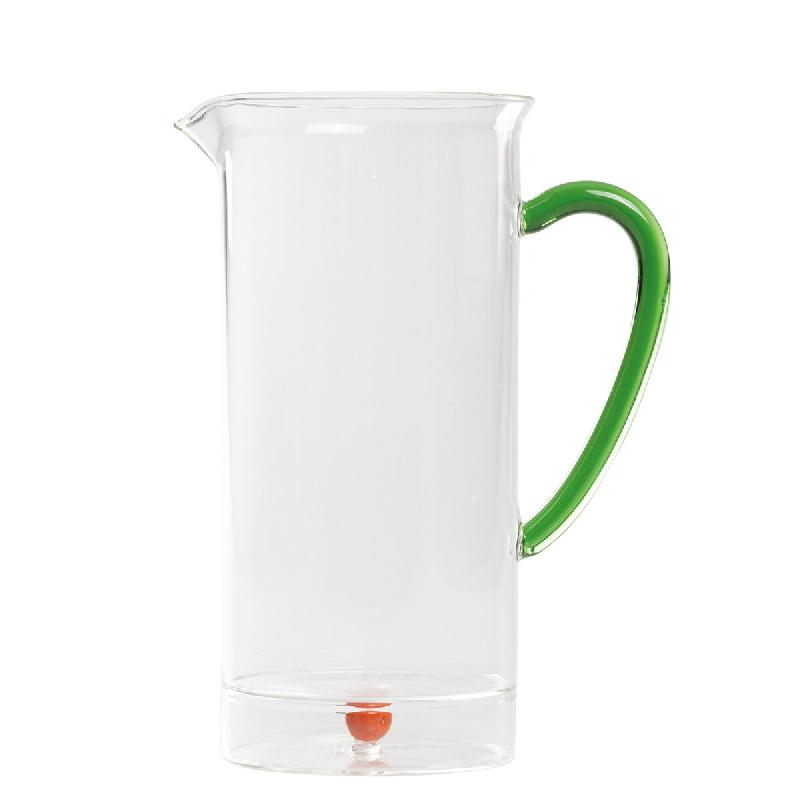 Zafferano Carafe Teca Frutta Grande Haute En Verre Borosilicaté Couleur Orange, Capacité 120 Cl, Design Artisanal Avec Décor Protégé En Double Fo_0