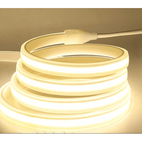Ruban LED COB 10m - 220V - Blanc neutre 4000K - Étanche IP65 - Fixations incluses - Usage intérieur et extérieur_0