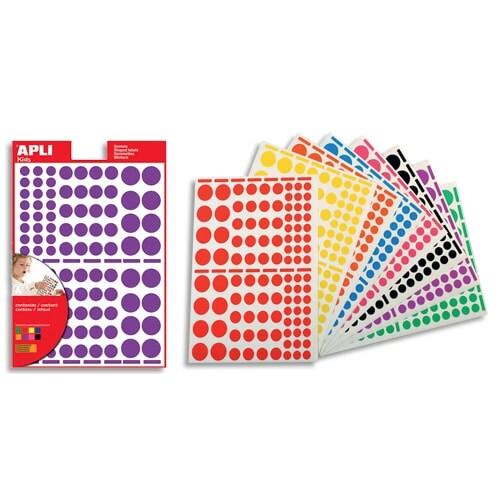 Apli Etui de 1872 gommettes Ronds, coloris assortis (18 feuilles / cdt) - 3270241192704_0