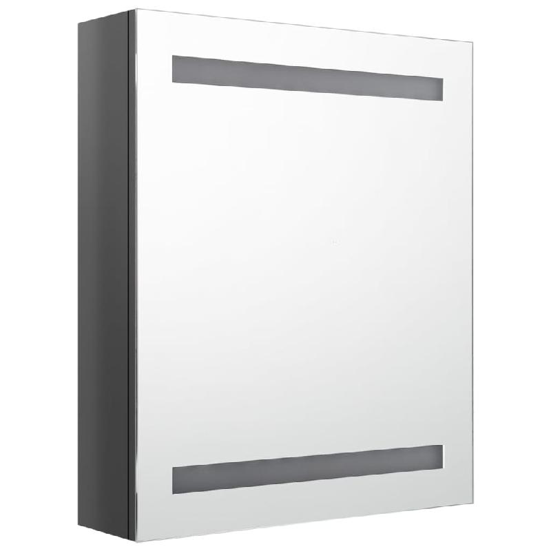 Armoire de salle de bain à miroir LED - 50 x 14 x 60 cm - Gris brillant - 02_0006602_0