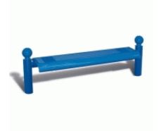 Banquette en acier LUGANO - Piètement en tube acier Ø 76 mm - Assise et dossier en tôle perforée - 4 pommeaux au choix_0