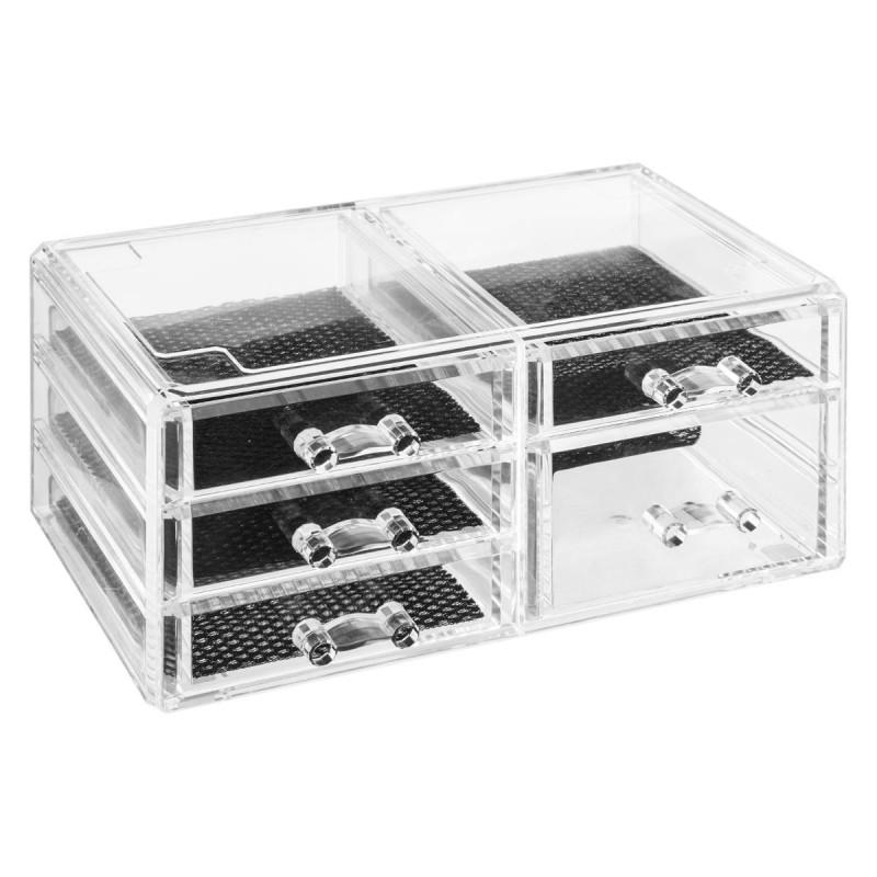 Boîte de rangement 5 tiroirs - Polystyrène transparent - Design moderne - Paris Prix_0