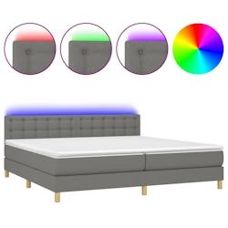 Décoshop26 - Cadre de lit LED avec sommier, tête de lit réglable et matelas 200x200 cm en tissu gris foncé - TDL0208289 - gris_0