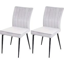 Décoshop26 - Ensemble de 2 chaises de salle à manger en velours gris clair pieds en métal CDS04475 - gris 3000459369601_0