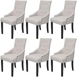 Décoshop26 - Lot de 6 chaises de salle à manger cuisine design luxueux et charmant en tissu gris crème CDS022430 - gris 3000027141530_0