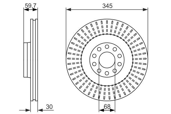 Disque de frein ventilé Bosch 0986479589 - Avant - 5 trous - 30 mm d'épaisseur_0