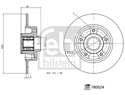 Disque de frein FEBI Bilstein 180024 - arrière - type plein - boîte de 1 disque_0