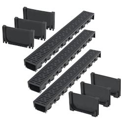 Helloshop26 - Lot de trois caniveaux de drainage plastique 3 m noir 02_0002994 - 3000105051539_0