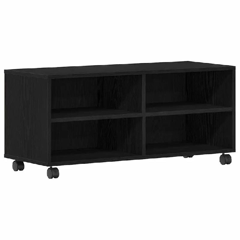 Helloshop26 - Meuble TV rectangulaire moderne 90 x 35 x 40 cm pratique et chic style minimaliste en bois noir 02_0051784 - noir Bois massif 3000237092_0