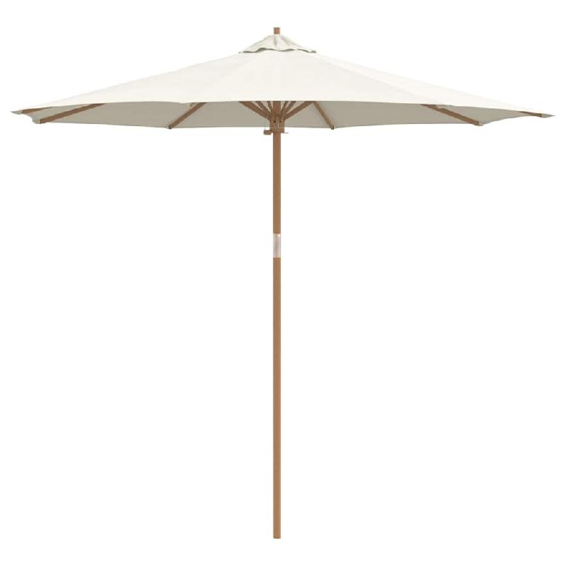 Helloshop26 - Parasol de jardin rond 270 x 260 cm léger durable style minimaliste ambiance chill en bambou crème 02_0058244 - 3000240478314_0
