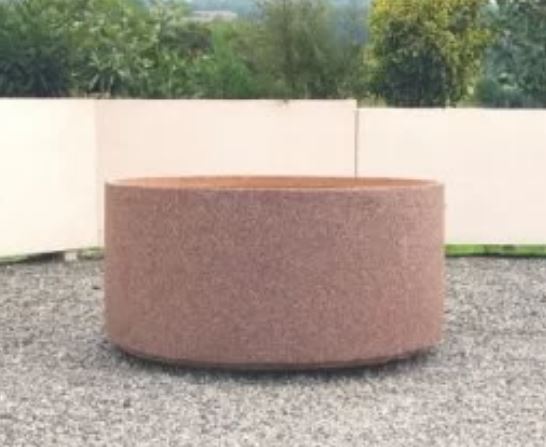 Jardinière ronde Mykérinos en béton armé - Autostable - Option antigraffiti et pieds_0
