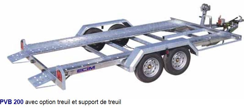 Remorque porte-voiture ECIM PVB 200 - roues extérieures, PTC 2000 kg, avec option treuil et support de treuil_0
