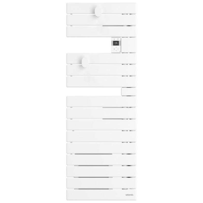 Sèche-serviettes connecté Nefertiti étroit mât droite 500W blanc brillant - Atlantic - 850633_0