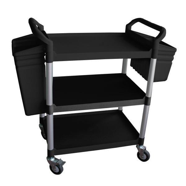 Servante d'atelier multi-usage - 3 plateaux - avec ou sans bacs - Noir ou gris clair - Polypropylène - 250 kg - Matador_0