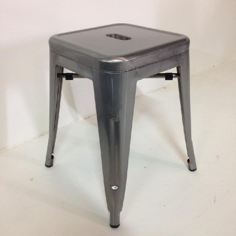 Tabouret bas en metal factory 45cm - acier brosse_0