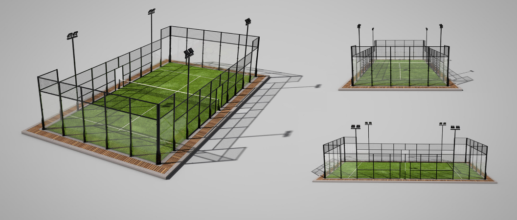 Terrain de padel - le court classique - Structure métallique en gris anthracite ou noir_0