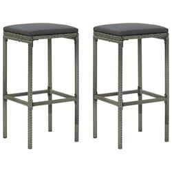VidaXL Tabourets De Bar Avec Coussins Lot De 2 Gris Résine Tressée - gris 313441_0