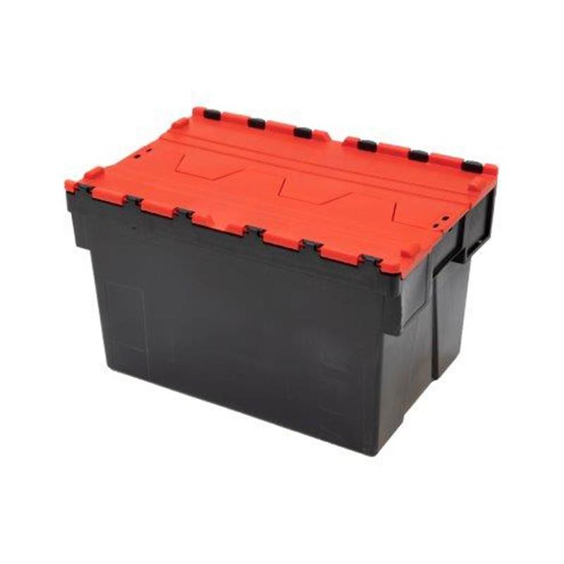 Bac navette en plastique 600 x 400 x 365 mm - 63L - Couvercle rouge - Rolléco_0
