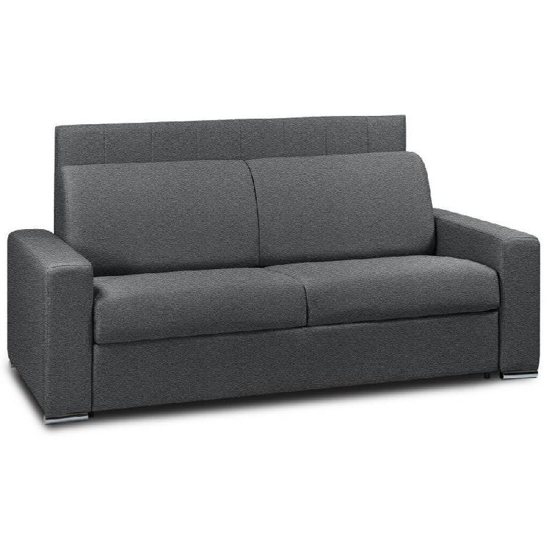 CANAPÉ LIT CANAPEXPRESS  LATTES 140CM MATELAS MÉMORY  22CM TÊTE DE LIT INTÉGRÉE  POLYURÉTHANE GRIS GRAPHITE_0