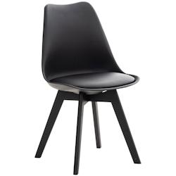 Décoshop26 - Chaise de salle à manger x1 design scandinave en plastique et PVC noir et pieds en bois noir 10_0002276 - noir 3000250934596_0