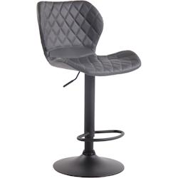 Décoshop26 - Tabouret de bar x1 avec coutures décoratives en forme de losanges en PVC gris et métal noir 10_0004650 - gris 3000252213972_0