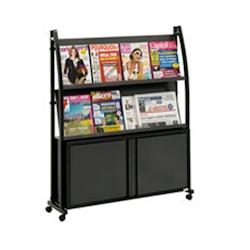 Edimeta Présentoir Black-Line® 2000 2 tablettes inclinées + coffre-réserve - noir métal 203201_0