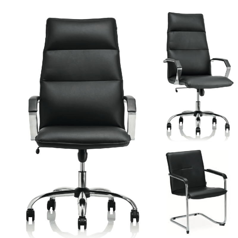 Estro - Fauteuil de direction en cuir pleine fleur avec mécanisme basculant - Burocéan_0