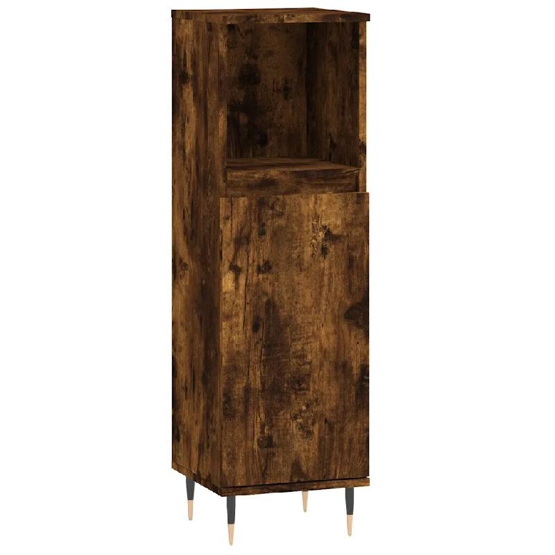 Helloshop26 - Armoire de bain à étagères ouverte design industriel salle de bain 30 x 30 x 100 cm en bois chêne fumé 02_0049000 - vert Bois massi_0