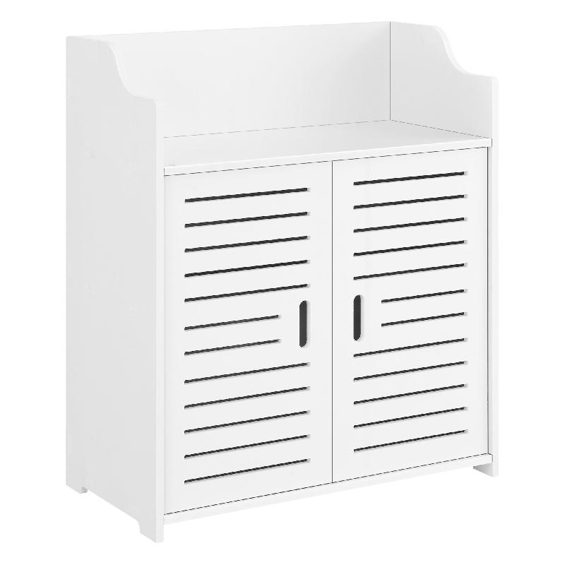 MEUBLE DE SALLE DE BAIN STYLÉ AVEC ÉTAGÈRES MEUBLE DE RANGEMENT À 2 PORTES 72 CM BLANC 03_0005835_0