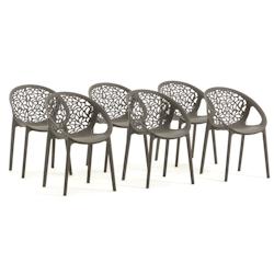 RATTATAN Lot de 6 chaises empilables en polypropylène renforcé de fibre de verre, extérieur et jardin, restaurant, cuisine design moderne – Ambra_0