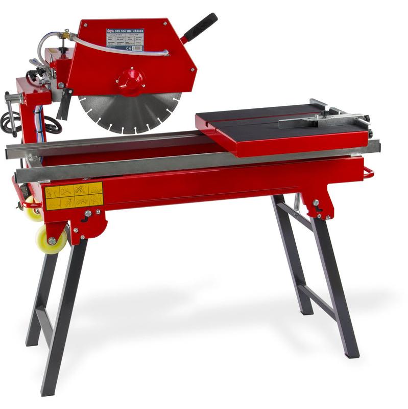 Scie à Eau Pour Carrelage 600W - Table 330x360 Mm - Coupe 35 Mm - 2 Lames Diamant Incluses - Professionnel & Bricoleur