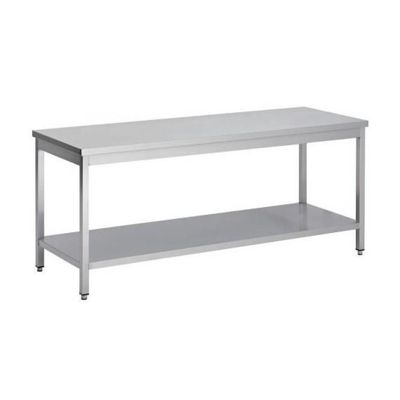 Table centrale en inox 1000x600x850mm - étagère basse - AISI 304 18/10 - réglable en hauteur_0