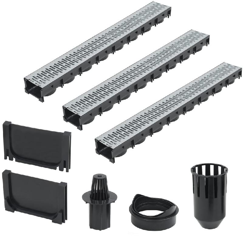 Vidaxl caniveau de drainage 3 pcs acier galvanisé 3 m 142877_0