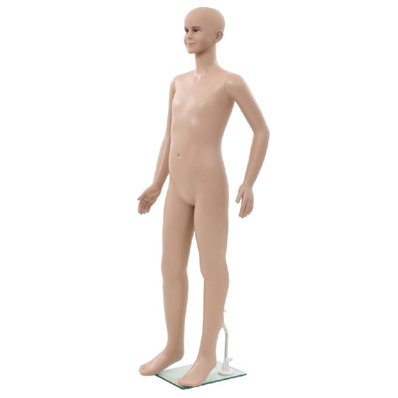 Vidaxl mannequin enfant corps complet avec base verre beige 140 cm 142931_0