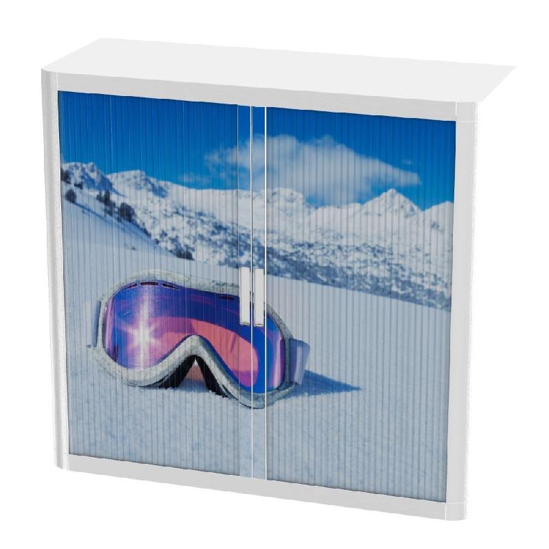 Armoire à rideaux avec décor montagne - EasyOffice. - Basse, Lunette Ski_0