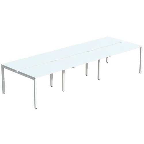 BUREAU BENCH EASY OFFICE 6 PLACES (2X80)X480 CM PLATEAU BLANC - MEET BY PAPERFLOW