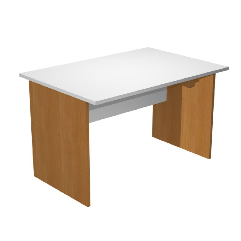BUREAU DROIT PRONTO BOIS - L.120 X P.80 CM - PLATEAU BLANC - PIEDS PLEINS AULNE